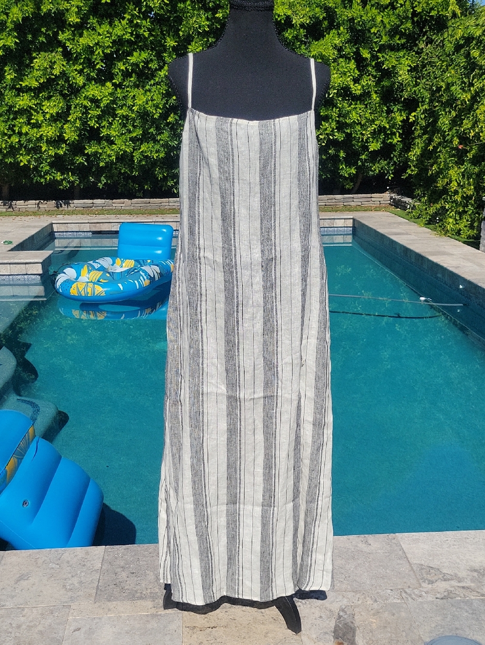 Reformation Pineapple Linen Maxi Dress Vista Stripe M NO SASH/BELT - Picture 11 of 15